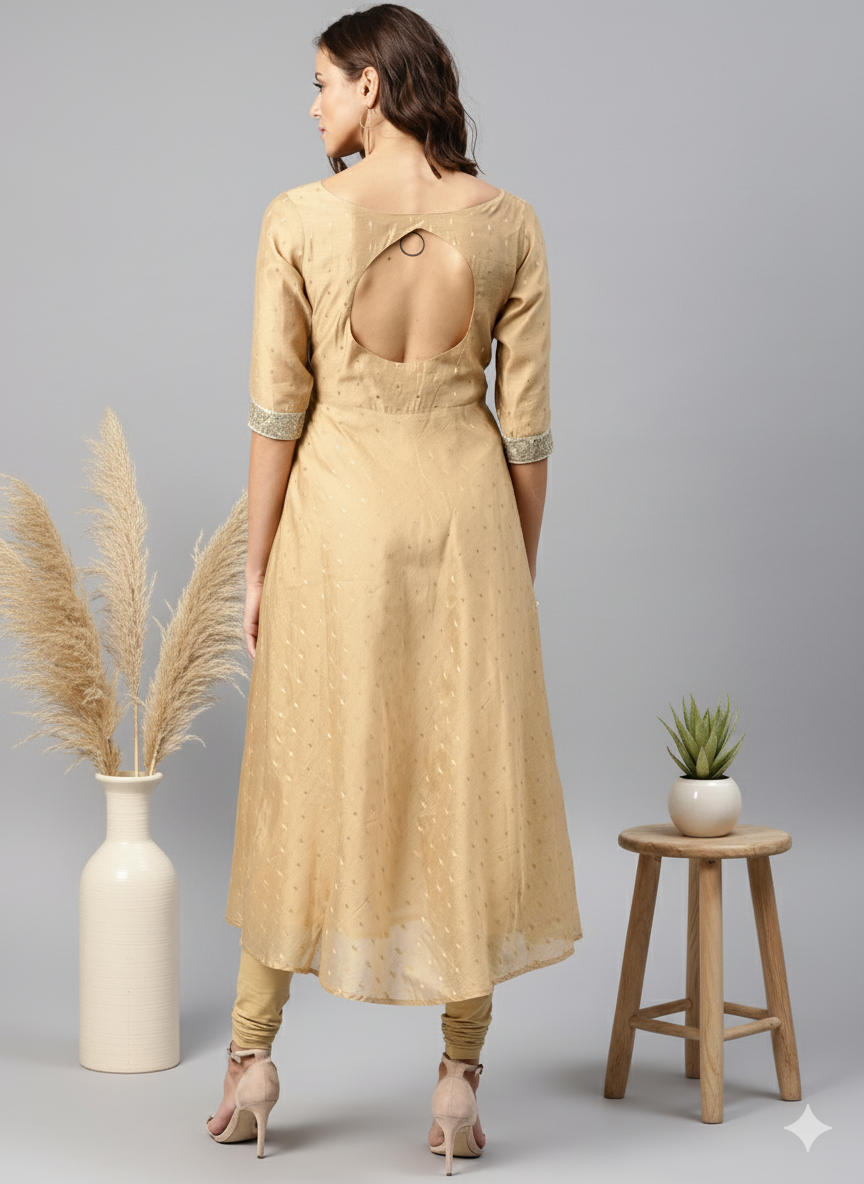 Beige Anarkali Kurta Set