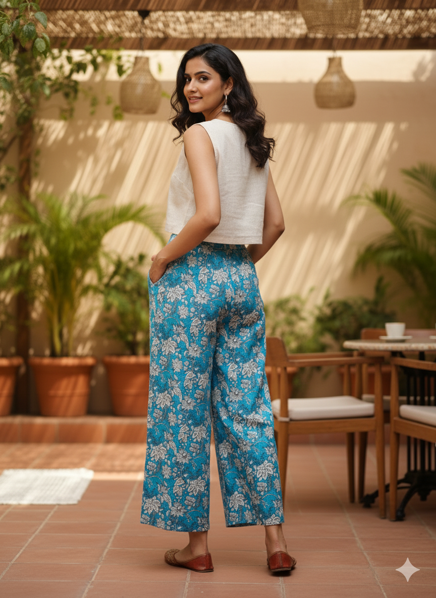 Sky blue printed plazzo