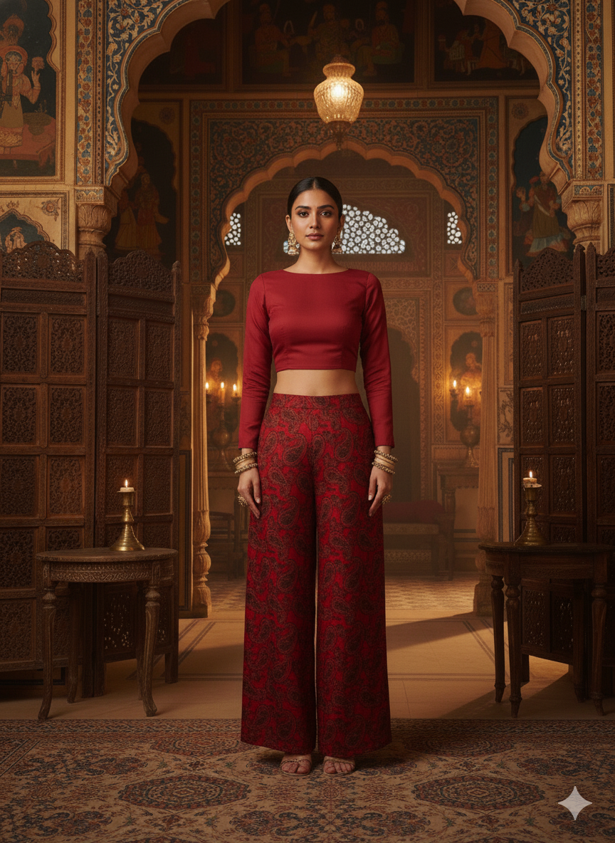 Maroon Printed Plazzo