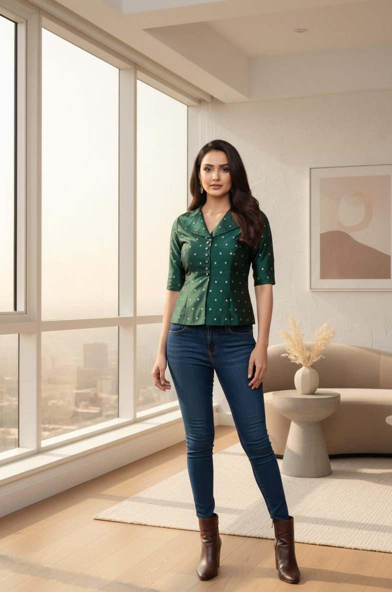 Bottle Green Tafetta Jacket