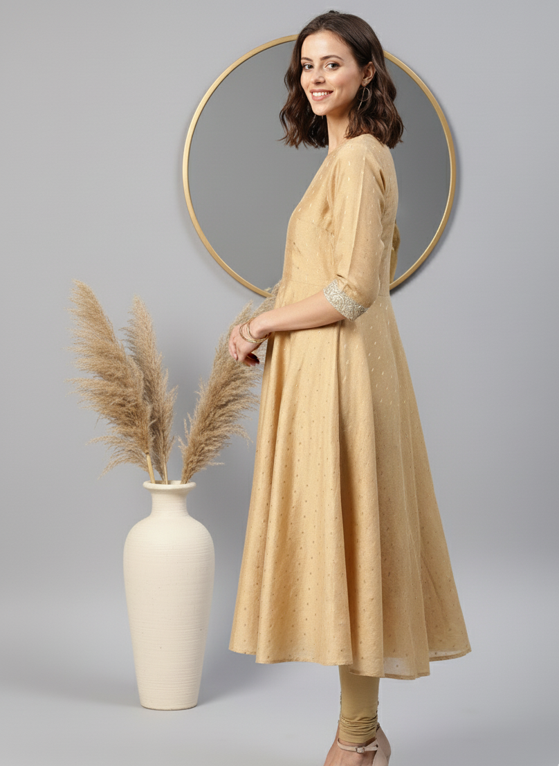 Luxury Gold Beige Kurta Set