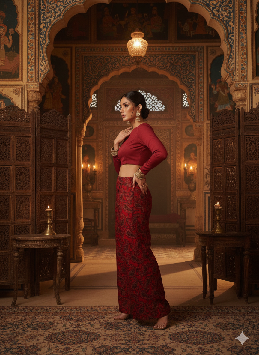 Maroon Printed Plazzo