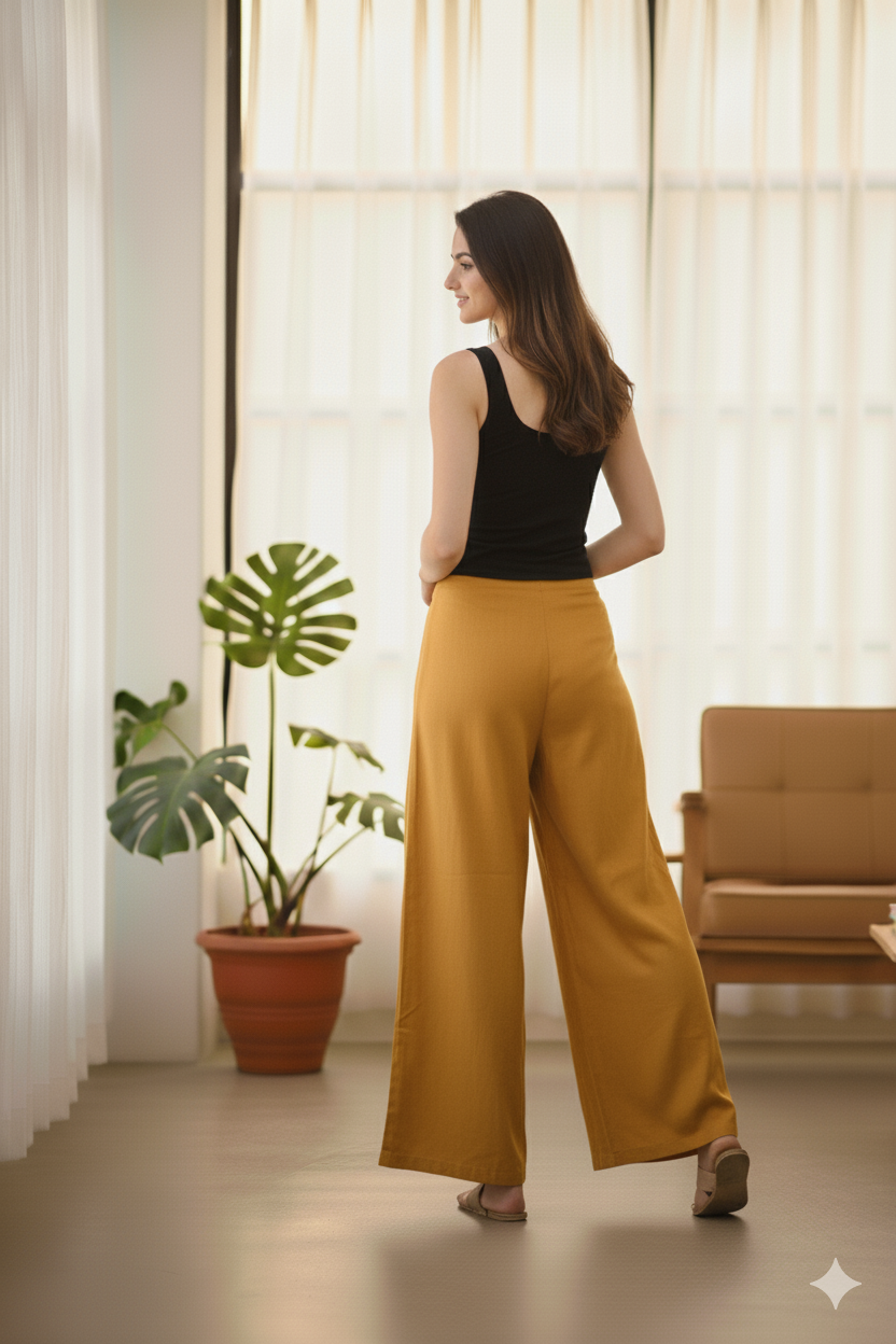 Mustard Wide-Leg Plazzo