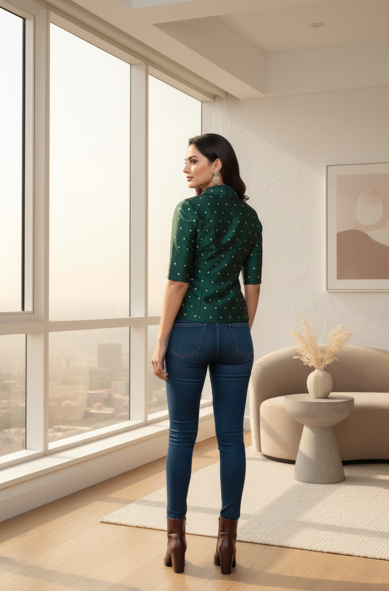 Bottle Green Tafetta Jacket