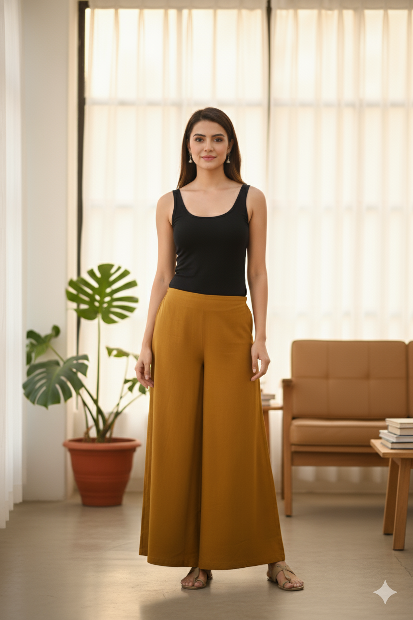 Mustard Wide-Leg Plazzo