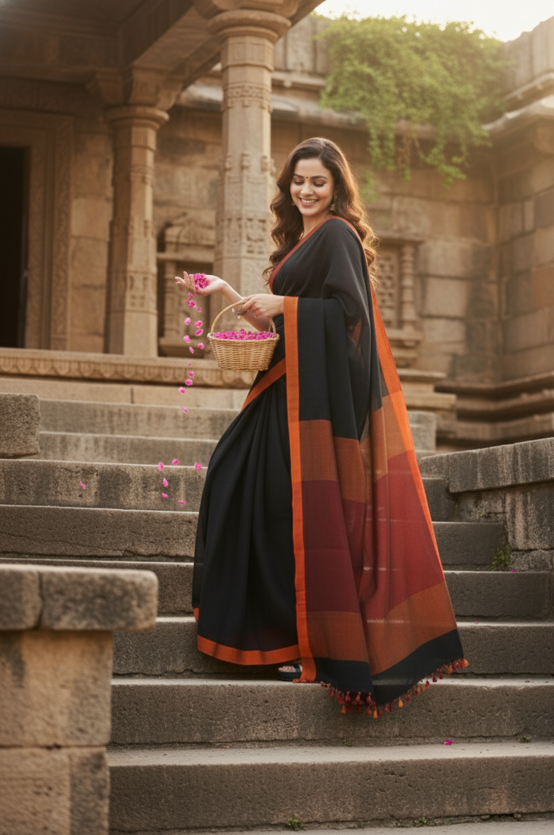 Rust Handloom Saree