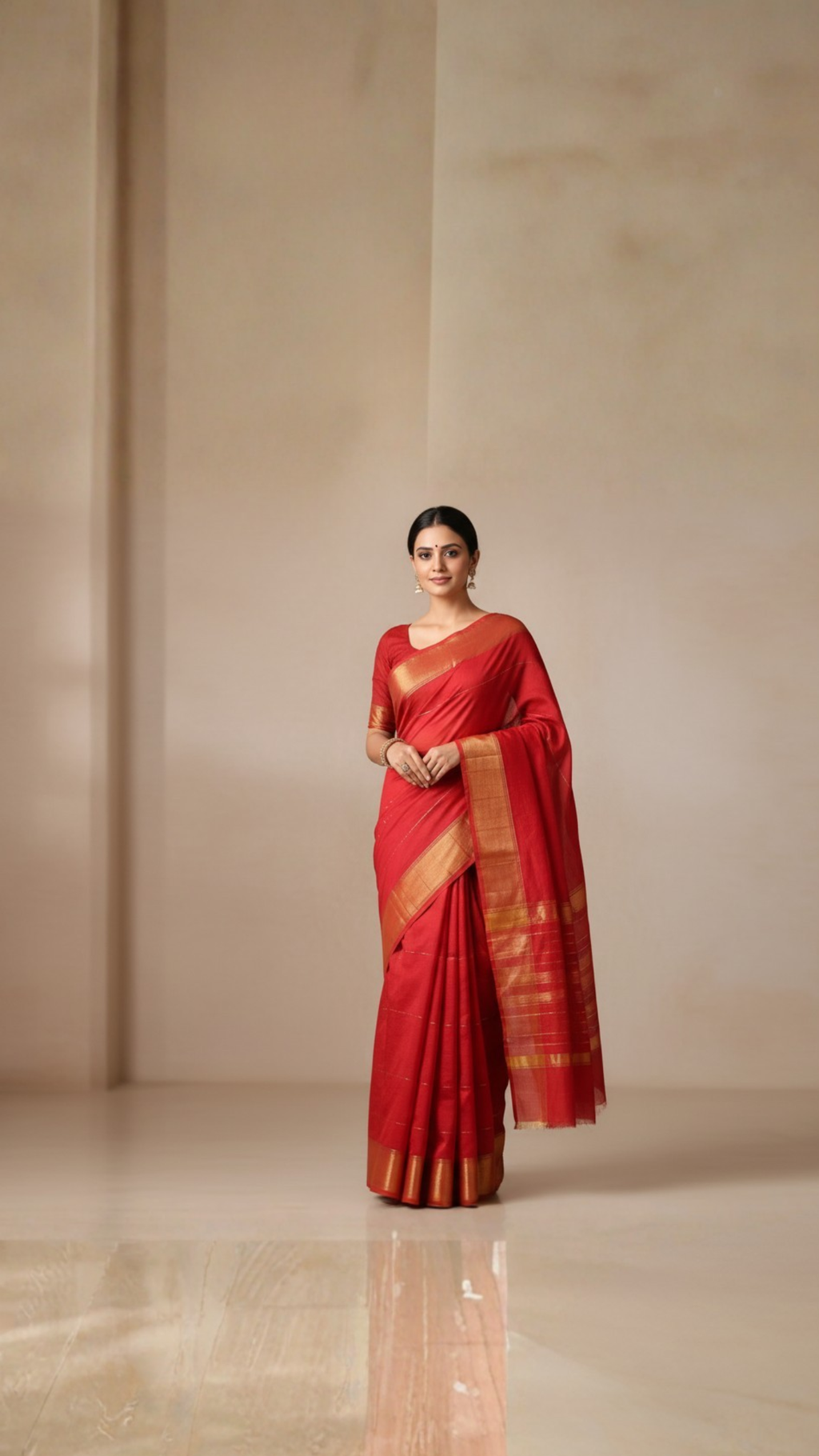 Maroon Kolkata Style Saree