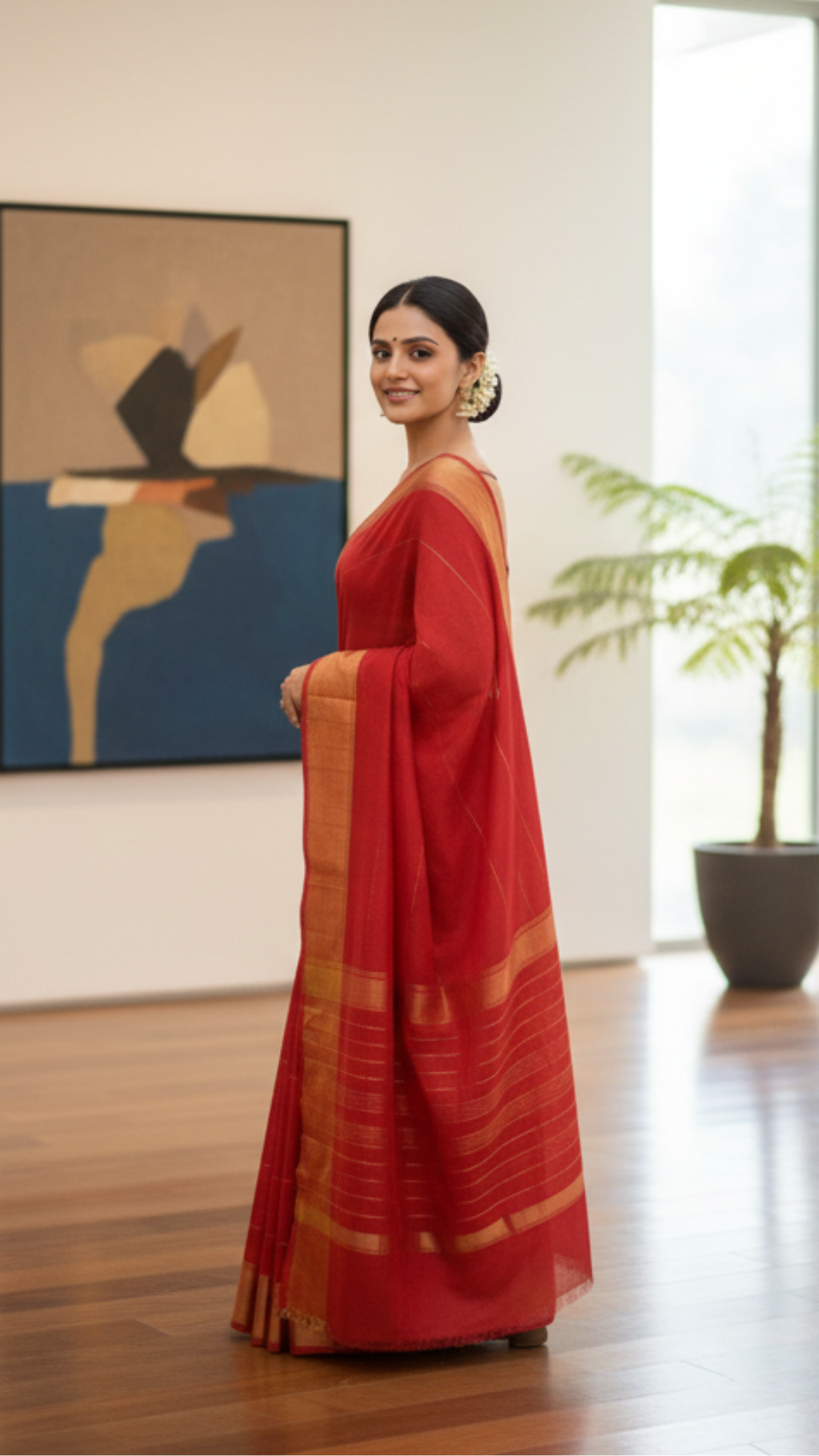 Maroon Kolkata Style Saree