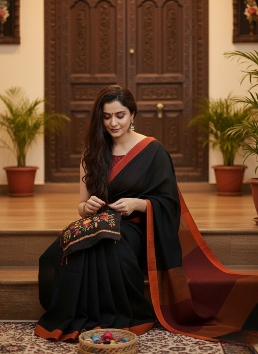 Rust Handloom Saree